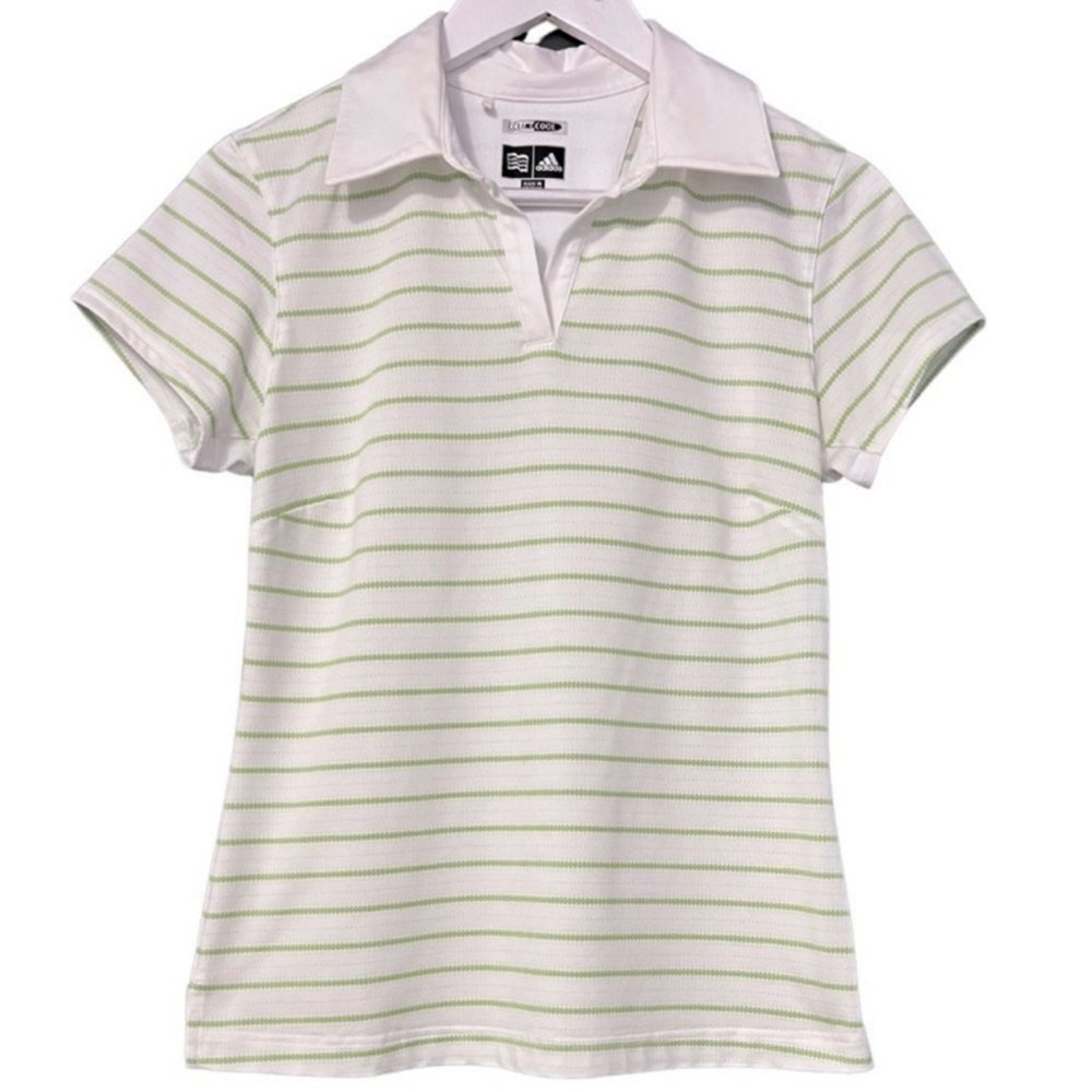 Adidas Women’s ClimaCool Golf Shirt White and Green Size Small